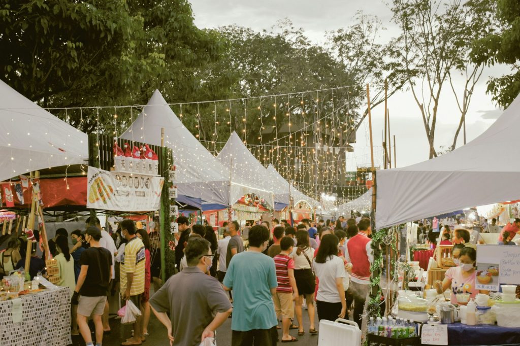 Maker stalls at a market