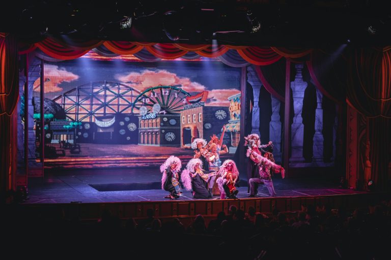 A set under stage lights